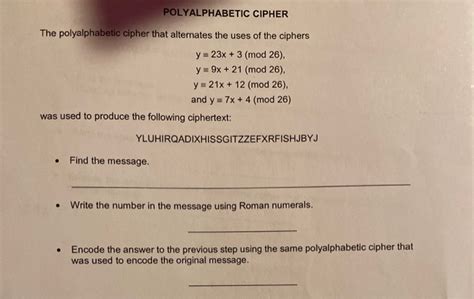 Solved POLYALPHABETIC CIPHER The polyalphabetic cipher that | Chegg.com