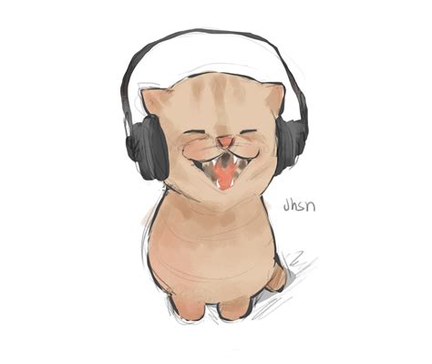 Cat with headphones JHSN_F - Illustrations ART street