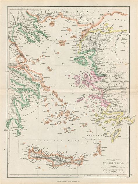 Old and antique prints and maps: Ancient Greece, Aegean Sea, 1858 ...