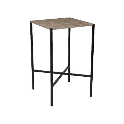 BLACK TRIBECA TALL COCKTAIL TABLE W/ GREY WOOD TOP 27" X 27" X 43" H ...