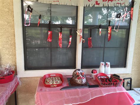Decorations for the Friday the 13th birthday party. Not bad for being thrown together at the ...