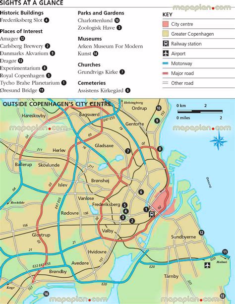 Copenhagen top tourist attractions map - Greater Copenhagen metropolitan area free to download ...