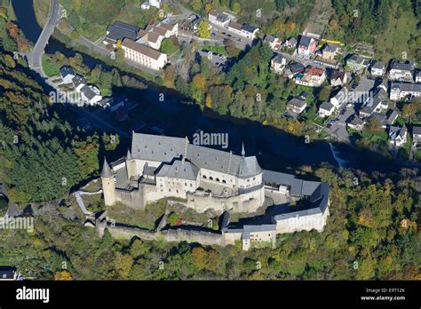 VIANDEN CASTLE (aerial view). Diekirch district, Luxembourg Stock Photo - Alamy