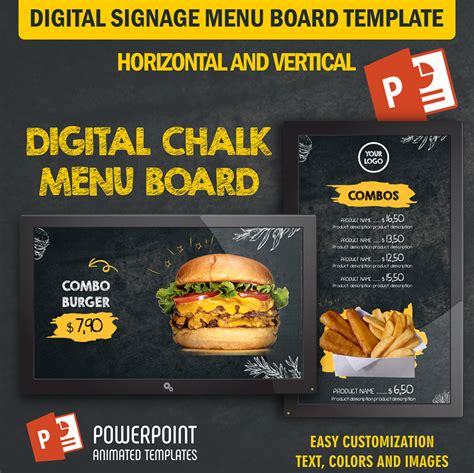 Chalk Menu - Digital Signage PowerPoint Animated Template (Food Menu ...