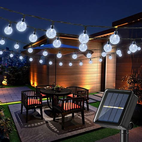 Joomer Solar String Lights Outdoor 100LED 72ft Crystal Globe Lights with 8 Lighting Modes ...