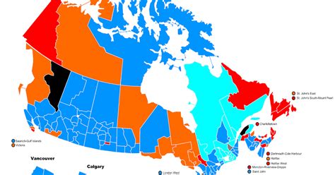 Canada Elections Map - Canada ridings (federal electoral districts ...