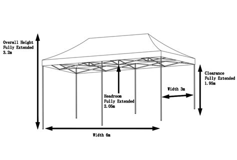 3x6m Pop Up Gazebo With Wheeled Bag, 6 Leg Weights, Rope and Pegs - All ...