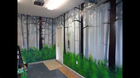 How To Paint A Misty Forest Mural Using Spray Paint - YouTube