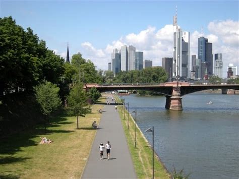 Running along the Main River in Frankfurt, Germany