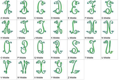 Swirly Monogram Embroidery Font Set Instant Download - Etsy