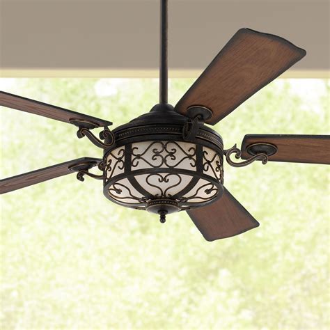 54" Casa Vieja Hermitage Rustic Indoor Outdoor Ceiling Fan with Dimmable LED Light Remote ...