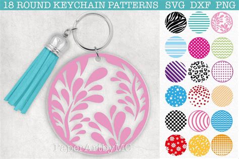 Round Keychain Pattern SVG Bundle / Set of 18 /SVG, DXF, PNG - So Fontsy