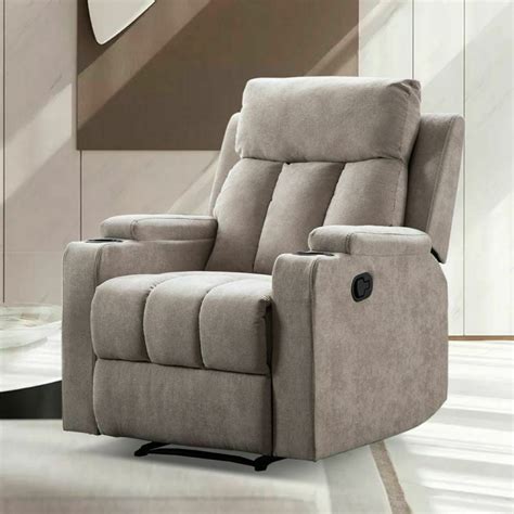 Fabric Recliner Chair,with 2 Cup Holders,Safety Motion Reclining ...