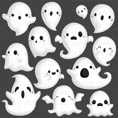 Halloween Ghost Clipart - Cute Ghost Clip Art - Holiday Event - Free SVG on Request | Halloween ...