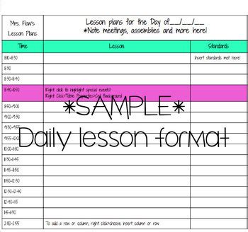 Google Doc-Daily Lesson Plan Template by Meg's Crayons | TpT