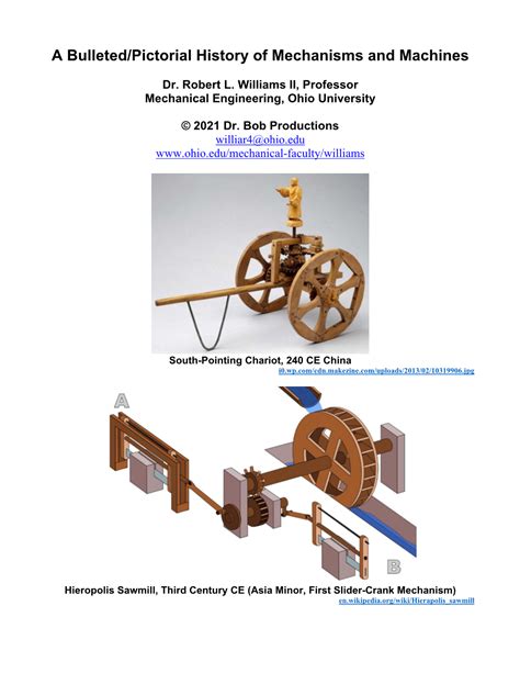 A Bulleted/Pictorial History of Mechanisms and Machines - DocsLib