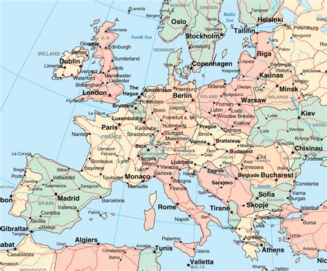 political map of europe free printable maps - digital modern map of europe printable download ...