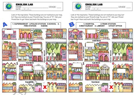 Giving directions map - ESL worksheet by telma.zen