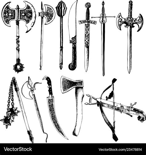 Medieval weapons set Royalty Free Vector Image