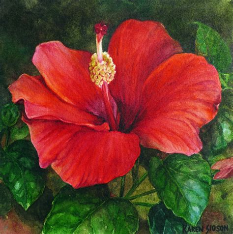 Karen Sioson Watercolors: Red Hibiscus… With Girl