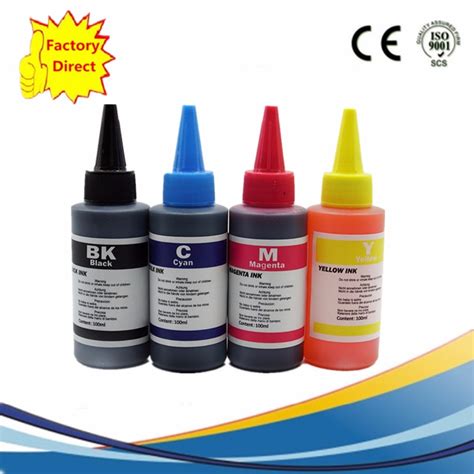 4 color Dye ink for EPSON 100ML Refill Ink Kit 100ml bottle bulk Universal INK refillable ink ...