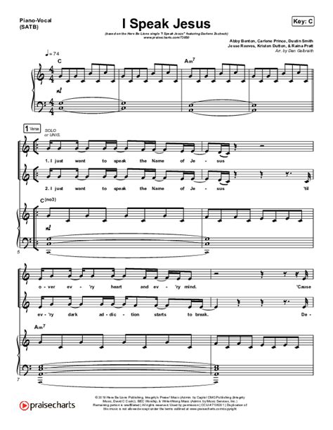 I Speak Jesus Sheet Music PDF (Here Be Lions) - PraiseCharts