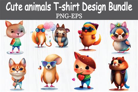 Cute Animals T-shirt Design Bundle Graphic by azdesign.p · Creative Fabrica