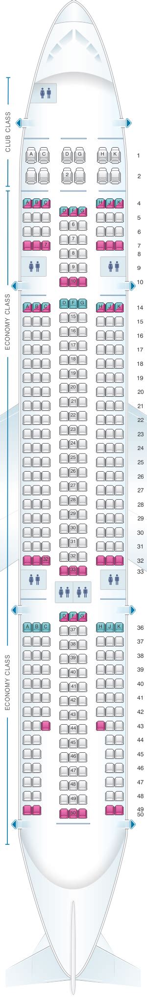 Seat Map Air Transat Airbus A330 200 345pax | SeatMaestro