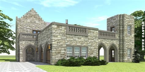 Castle Home with 2 Stair Towers. Tyree House Plans.