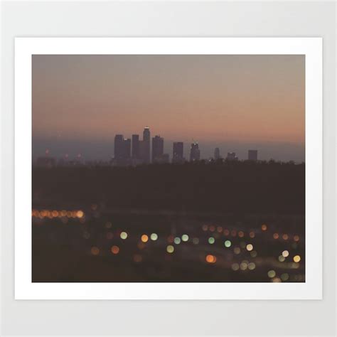 LA Skyline at Night Art Print by Myan Soffia | Society6