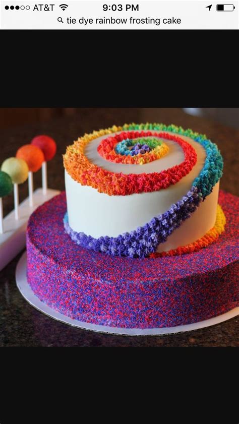 Tie dye rainbow frosting cake | Rainbow cake, Rainbow birthday cake, Creative cakes