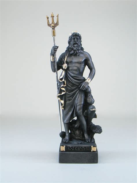 Poseidon Statue Greek God Made of Alabaster Gold Black - Etsy