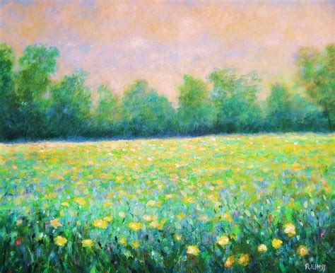 Yellow Flower Field Painting by Robert Hess - Fine Art America