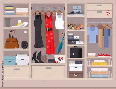 Wardrobe, closet, cupboard vector cartoon illustration. Stock Vector | Adobe Stock