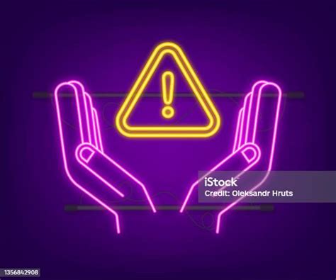 Neon Banner With Yellow Scam Alert Over Hands Attention Sign Cyber Security Icon Caution Warning ...