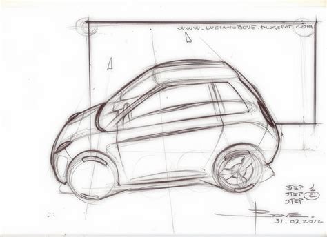 Car sketch tutorial top perspective by Luciano Bove – lucianobove.com