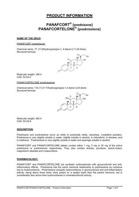 Product Information for Panafcort - Aspen Pharmacare Australia