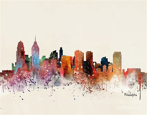 Philadelphia Skyline Painting by Bri Buckley - Pixels