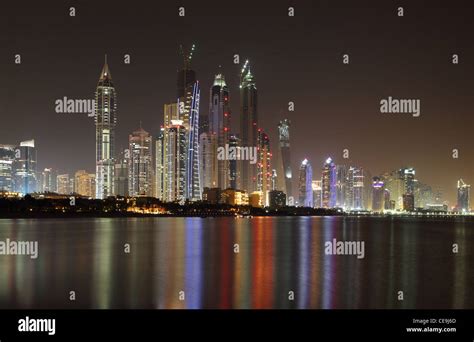 Dubai Marina skyline at night. United Arab Emirates Stock Photo - Alamy