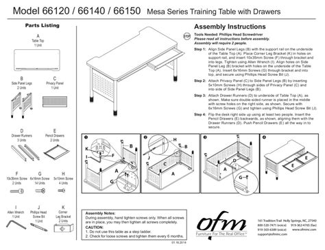 OFM Core Collection Mesa Series 27.75" x 55.25" Steel Training Table ...