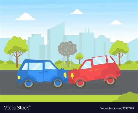 Car accident two cars crashing on highway Vector Image