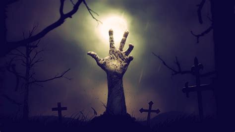 hand on grave art #night fan art #zombies #cemetery #hands #cross #4K #wallpaper #hdwallpaper # ...