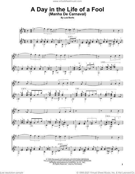 A Day In The Life Of A Fool (Manha De Carnaval) sheet music for guitar ...