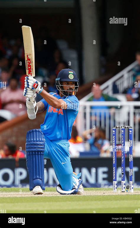 Shikhar Dhawan of India batting during the ICC Champions Trophy 2017 ...