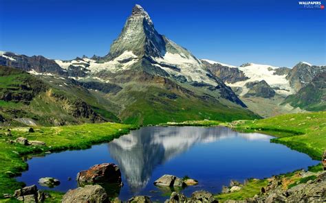 Switzerland, Matterhorn, Mountains, lake - Full HD Wallpapers: 1920x1200