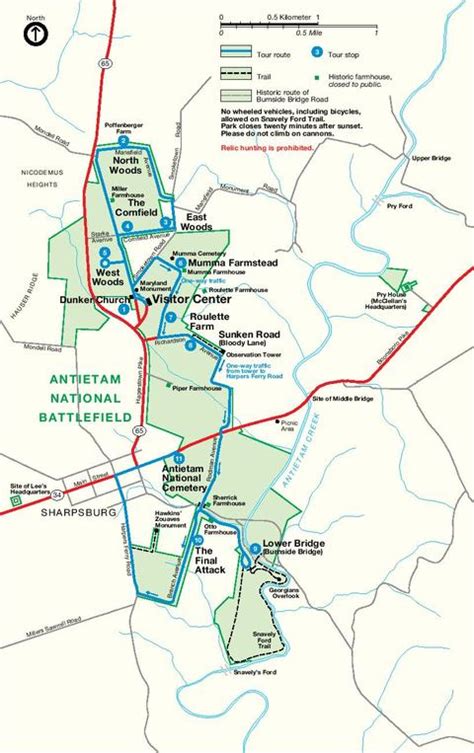 Park Map of Antietam National Battlefield | Gifex