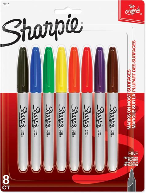 Sharpie Permanent Markers, Fine Point, Assorted Colours, 8 Count : Amazon.ca: Office Products