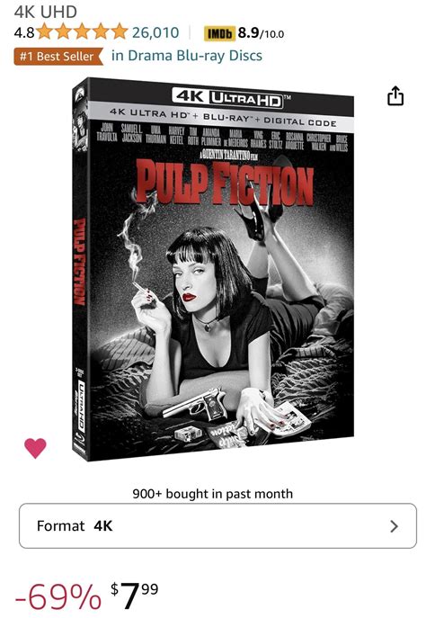 Pulp Fiction Ultra4K w/code $7.99 : r/vudu