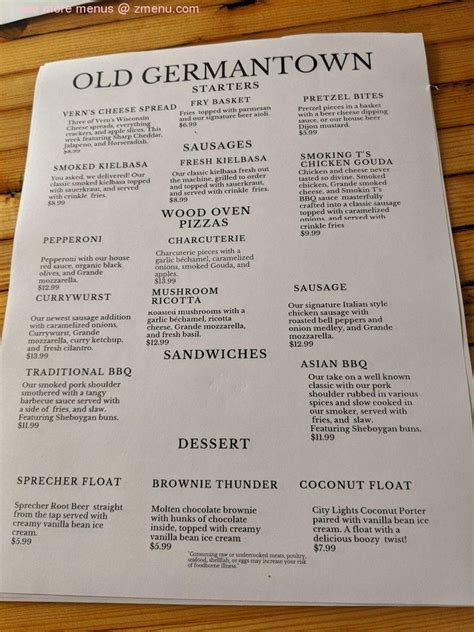 Online Menu of Old Germantown Restaurant, Germantown, Wisconsin, 53022 - Zmenu