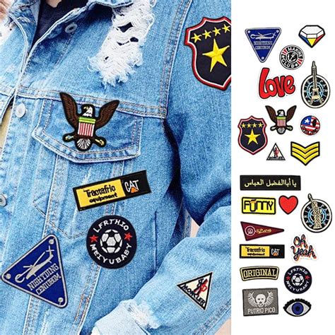 21 PCS Assorted Styles Embroidery DIY Clothes Iron on Sticker Patches ...